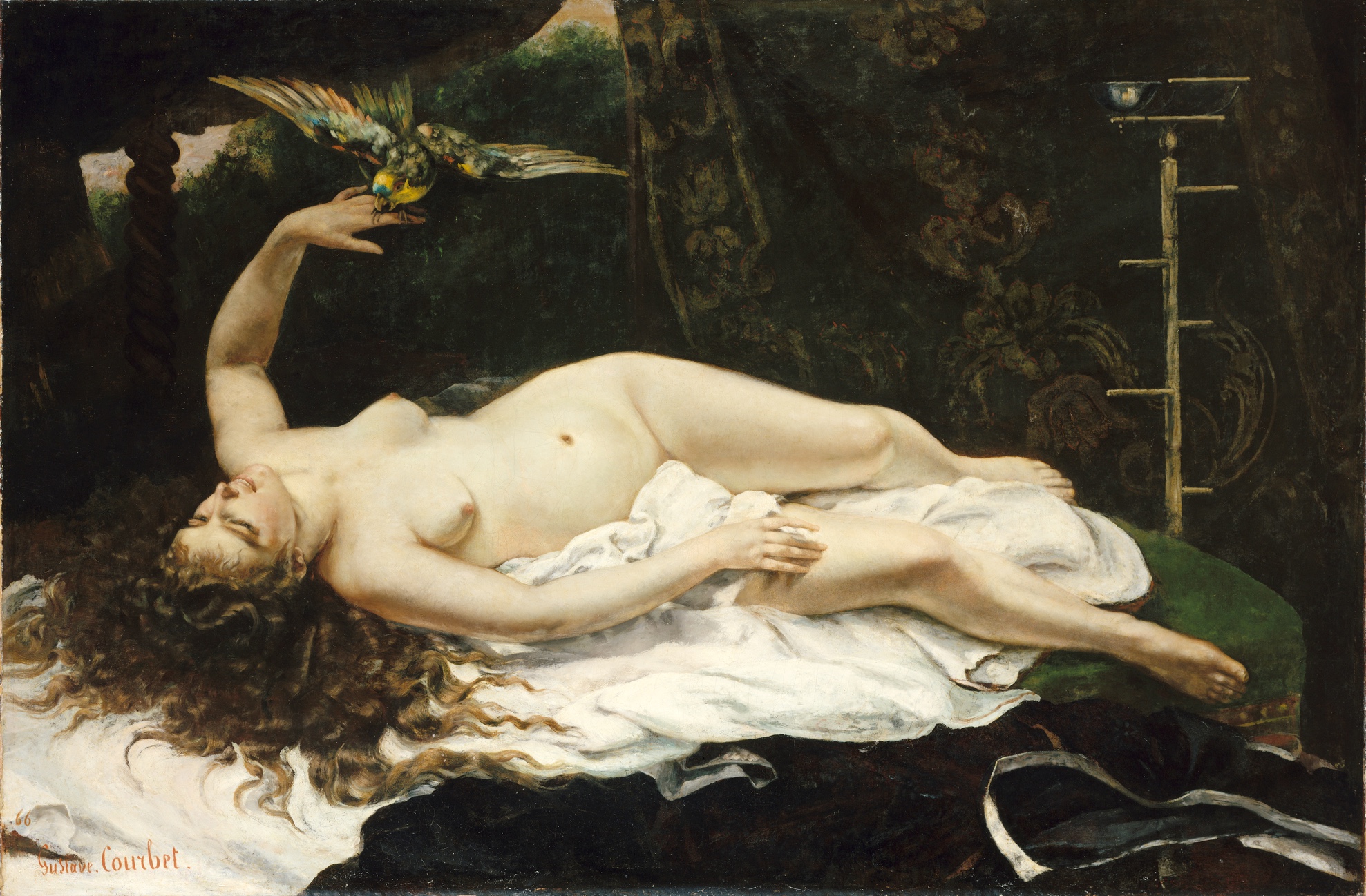 La Femme au perroquet (1866) by Gustave Courbet